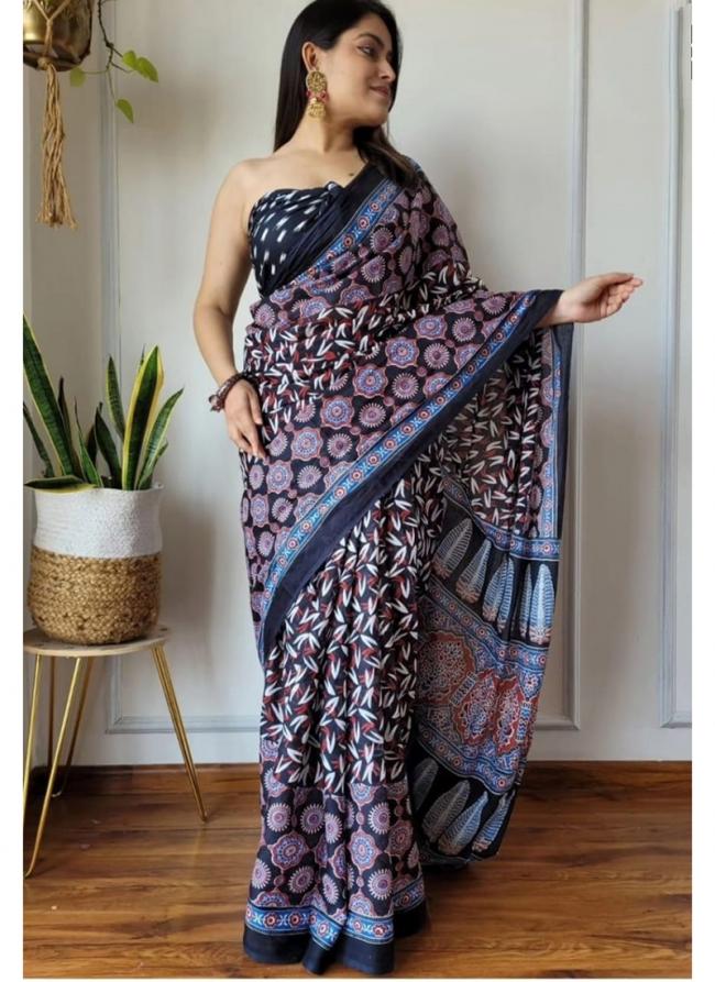 Soft Linen Multi Colour Casual Wear Printed Saree